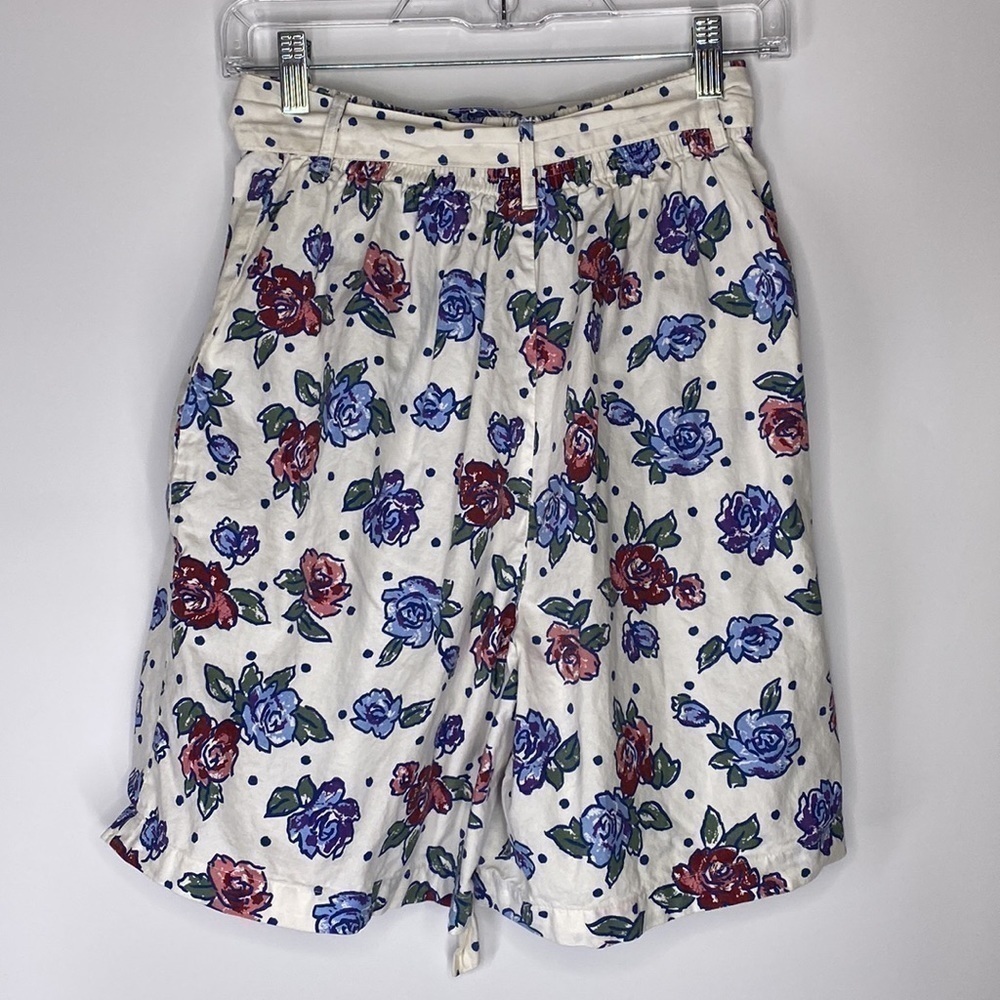 Vintage Capacity Blue White Floral Shirt Shorts Set Medium 90s - Picture 5 of 8
